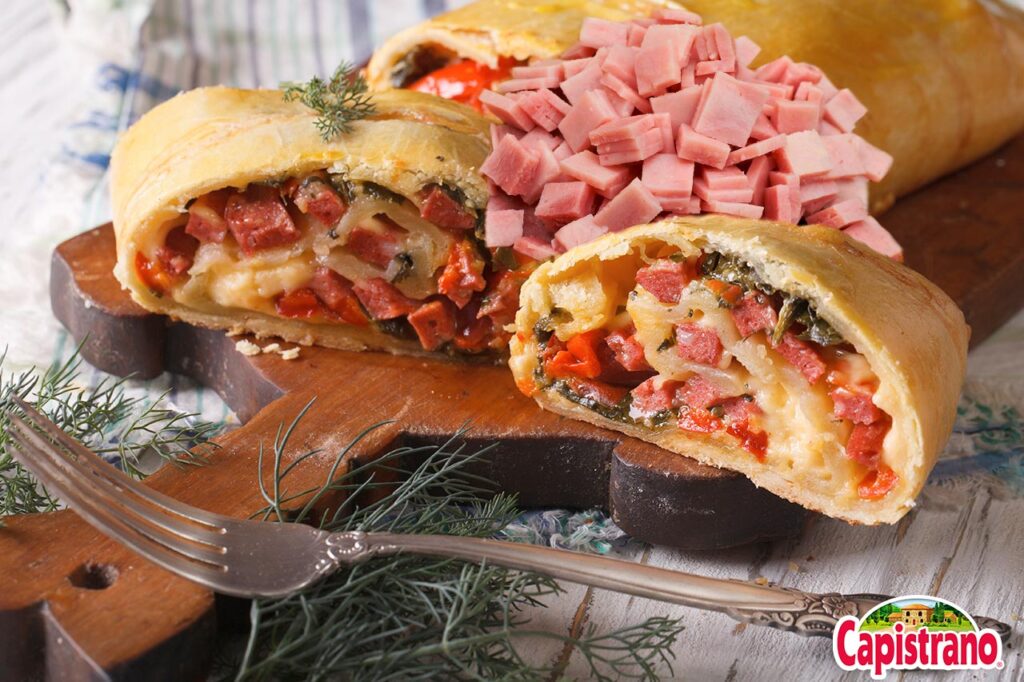 Recipe of strudel with ham, cheese and vegetables